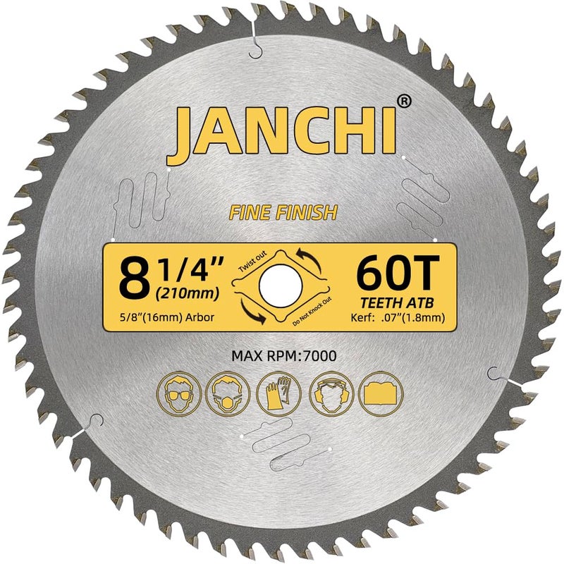 Jianchi 3Pack Combo 8-1/4 Inch 24T&40T&60T Woodworking Saw Blades with 5/8" Arbor, 0.06" Thin Kerf Alternating Top Bevel Tungsten Carbide Teeth Circular Saw Table Saw Blade, Ideal for Various Woods Cutting - Image 2